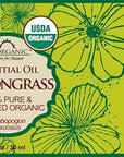 US Organic 100% Pure Lemongrass Essential Oil, USDA Certified Organic, Extracted by Steam Distillation Method, for Hair, Nail Polish Remover, Bees Attraction, and More. 30 ml