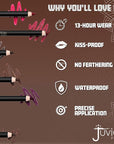 Juvia's Place Long Wear Lip Pencil – Cocoa Latte – Waterproof & Kiss-proof, Long Lasting Lip Liner, Smooth Makeup Application - Soft Matte Finish Base for Lipstick - 13 Hours of Wear for Everyday Use