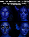 BOBISUKA Blue Face & Body Paint Stick Water-Based Washable Face Paint Makeup Stick for Halloween Avatar Smurf Mystique Skeleton Skull Clown, Cosplay, SFX, Sports Eye Black & Costume Party