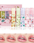 Lip Gloss Clear Jelly Lipstick Set, 6Pcs Roll On Lip Gloss Long Lasting Moisturizing Lip Balm Lip Glow Oil Nutritious Balm Lip Makeup for Women Girls