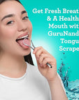 GuruNanda Tongue Scraper for Adults (4-Pack) with Travel Case, 420 Medical Grade Stainless Steel, Aids in Fresh Breath & Oral Care - Travel-Friendly