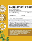 L Lysine 1000mg Free Form - High Strength L-Lysine Supplement for Eye Health Lip Care Collagen Synthesis and Immune Support - Essential Amino Acid Vegan Non-GMO 1000mg per Serving - 100 Tablets
