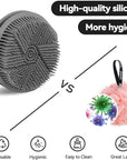 2-Pack Soft Silicone Dual-Sided Body Scrubber & Loofah | Gentle Exfoliating Shower Brush for Men & Women | Creates Rich Lather, Easy to Clean (Gray & Purple)