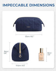 BAGSMART Makeup Bag Travel Toiletry Bag, Puffy Padded Make Up Bags for Women Makeup Organizer Case, Wide-open Pouch Purse Travel Essentials Toiletries Accessories Brushes, Navy Blue