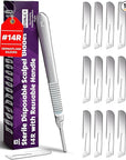 #14R Blades Dermaplaning Scalpels with Dermaplane Handle - Pack of 15 Dermaplane Razor for Women Face + Dermaplane Handle #3, Dermaplaning Tool for Face