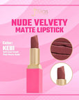 Juvia's Place The Nude Velvety Matte Lipstick Kebi - Nude, Long-lasting, Rich-Color Lip Makeup, Creamy Lipstick with Matte Finish, Beauty & Lip Products