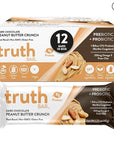 Truth Bar Prebiotic & Probiotic Keto Snack Vegan Bars with Omega-3's - Synbiotic High Fiber Snacks - Low Sugar, Kosher, Gluten Free - Dark Chocolate Peanut Butter Crunch (Pack of 12)