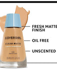 COVERGIRL Clean Matte Liquid Foundation Buff Beige 525, may vary) 1 oz