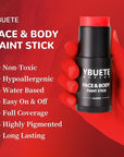 Red Face Body Painting Stick, Full-coverage Cream Professional Washable Face Paint for Halloween SFX Devil Clown Vampire Zombie Goth Cosplay Makeup for Adult Costume Party & Stage Performance