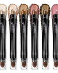 BROWN NEUTRAL Eyeshadow Stick Makeup 6PCS Set, Metallic Shimmer Matte Cream Eye Shadow Eyeliner Brightener Pencil Crayon - BROWN NEUTRAL