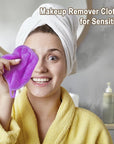 KODAMO Makeup Remover Cloth, Reusable Makeup Remover Pads Washable Travel Bag, Microfiber Makeup Removal Face Wash Cloths with Just Water, 12 Pack/Violet
