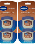 Vaseline Lip Therapy Cocoa Butter 4-Pack – Mini Lip Balms for Soft, Glowing Lips, 0.25 Oz Ea