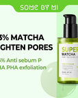 SOME BY MI Super Matcha Pore Tightening Serum - 1.69Oz, 50ml - Made from Match Water for Sensitive Skin - Skin Moisturizing and Purifying Effect - Blackheads, Sebum and Pore Care - Korean Skin Care