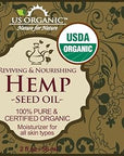 US Organic Hemp Seed Oil, Certified Organic, Pure & Natural, Cold Pressed Virgin, Unrefined, Amber Glass Bottle with Glass Eye Dropper for Easy Application (2 oz (56 ml))
