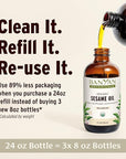 Banyan Botanicals Sesame Oil – Organic & Unrefined Sesame Oil for Skin, Body, Hair & More – Multiple Sizes – 8 oz – Non GMO Sustainably Sourced Vegan