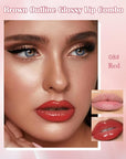 Brown Peel Off Lip Liner Stain & Red Lip