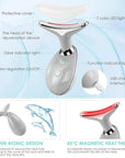 Red-Light-Therapy-for-Face and Neck with 7 Color, Facial Massager for Face and Neck, Face 𝖲 culpting Wand (Grey)