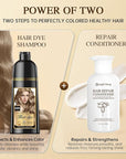 Natural Hair Dye Shampoo 3 IN 1, Hair Color for Gray Hair Coverage, Hair Coloring Shampoo for Women, Color Shampoo Beard Dye for Men, Vegan Ammonia Free Hair Shampoo (MEDIUM BLONDE)