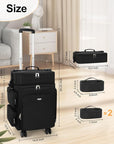 Relavel Rolling Makeup Case, 2 in 1 Hairstylist Traveling Bag Cosmetology Case on Wheels Large Hair Tools Cosmetics Train Case Makeup Artist Storage Organizer Trolley Suitcase with 360° Swivel Wheels