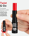 Blue Squid PRO Red, White and Black Face Paint Stick - Waterproof Body Paint Adults & Kids Eye Black Baseball, Eyeblack Softball -Hypoallergenic Twist-Up Non-Toxic Makeup Stick - Cosplay, Sports & SFX