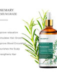 Rosemary Essential Oil for Hair Growth & Scalp Care - 3.38 Fl Oz (100ml) 100% Pure Organic Cold Pressed Oil in Glass Bottle - Aromatherapy Diffuser, Skin & Nail Treatment(Large, Rosemary)