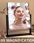 Black Hollywood Vanity Mirror with Lights, 9 Dimmable Bulbs, 3 Color Lights,Make Up Lighted Mirror, 10x Magnification 360°Rotation(12" x 14")