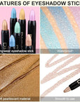 8Pcs Glitter Eye Shadow Sticks Liner Pencils Makeup Set, Desert Mocha Beige Gold Light Purple Pink Sky Dazzling Blue Geen Glitter Shimmer Eyeliner Pencil Cream Eyeshadow Palette Makeup for Older Women