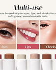 KIMUSE Face Sticks Trio, Cream Blush Stick & Highlighter Stick & Contour Stick for Sculpt the Cheeks, Long Lasting Cream Contour Stick Trio for Face Makeup, with Brush