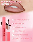 Brown Peel Off Lip Liner Stain & Pink Lip