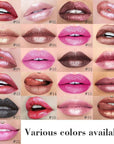 evpct Pink Metallic Glitter Lip Liner and Lipstick Combo Lip Gloss Stain Set Makeup for Women Long Lasting Waterproof 24, Rose Pink Metallic Shimmer Frosted Iridescent Glossy Liquid Lipstick 21