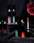 4PCS Halloween Matte Liquid Lipstick Lip Kit,24 Hour Long Lasting Red Lipgloss,Waterproof Smudge Proof Matte Lip Glaze,Gothic Festive Lip Gloss