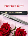 Professional Tweezers - Slant, Durable Lightweight German Stainless Steel, Ultra Precision Tweezers for Eyebrows, Facial Hair, Chin, and Ingrown Hair Removal - Gift (Matte Gray)