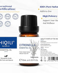 HIQILI 0.33 Fl Oz Citronella Oil for Homemade Sprays, Add to Diffuser, 100% Pure and Natural Undiluted, Portable - 10ml