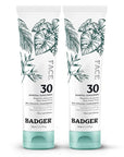 Badger Zinc Oxide Face Sunscreen SPF 30, Lightweight Mineral Sunscreen for Face, Matte Finish, No White Cast, Vegan, Water Resistant, Unscented, Mineral Sunblock Lotion, 1.7 fl oz, 2-Pack