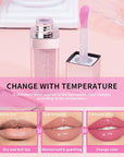 2PCS Hydrating Lip Glow Oil, Plumping Lip Gloss, Clear to Pink Lip Oil Gloss, Transparent Moisturizing Lip Balm, Natural Lip Plumper, Lip Plumper Gloss Make Lips Fuller and Moisturizing