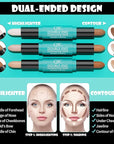 MEICOLY 2-in-1 Highlighter Contour Stick,Cool Toned Contour Stick,Makeup Shaping Stick,02