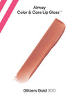 Almay Color & Care Hydrating Lip Gloss, Soft Natural Hues, Prebiotic Complex, Hyaluronic Filling-Sphere Technology, 300 Glitters Gold, 0.1 Fl Oz