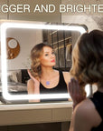 FENNIO Vanity Mirror with Lights 22''x17'' Makeup Mirror with Lights,Vanity Mirror Touch Screen with 3-Color Lighting,Dimmable,for Vanity Desk Tabletop