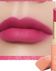 Oulac Rose Pink Matte Lipstick for Women, Lipstick & Blush Duo,Soft Creamy Satin Finish Lipsticks, Moisturising Formula, Rich Color Lips, Highly Pigmented, Rose Oil, Vegan & Cruelty-Free| 3.6g (Y07)