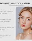 Blanc Cover Cream Stick,Korean Color-Changing Foundation Stick, Full Coverage Base Makeup, Dual-Ended with Detachable Brush for a Flawless Look (Natural)
