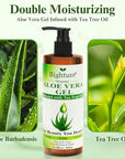 Aloe Vera Gel with Tea Tree Oil for Face, Skin, Hair, Sunburn relief, Organic Aloe Vera Gel from Freshly cut 100% Pure Aloe,13.7oz