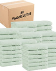 Arkwright Bath Washcloths 12 Pack - (Bulk Case of 60) Super Soft 100% Cotton, 600 GSM Quick Dry & Absorbent, Luxury Face & Body Wash Cloth Towels for Hotels, Spa, and Vacation Rental, Eucalyptus Green