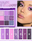 evpct 9 Colors Purple Glitter Eyeshadow Palette, Lavender Violet Purple Pink Glitter Metallic Shimmer Sparkly Eye Shadow Palette Makeup for Older Women Blue Eyes, Waterproof Highly Pigmented Eyeshadow