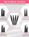 Tweezers Set, Hyxhappy 9 pcs Professional Stainless Steel Tweezer Kit for Women Facial Hair, Precision Plucke Tweezers with Luxurious Travel Case for Ingrown Hair Removal