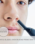 Panasonic Facial Hair Trimmer for Sensitive Skin, Unisex Detailer with Flexible Head, Gentle on Acne, Includes 2 Eyebrow Attachments, Wet/Dry - ER-GM40-K (Black)