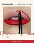Runway Rogue Designer Liner Lip Pencil, Matte Classic True-Red Lip Liner Pencil and Lip Liner Sharpener, ‘Statement Piece’