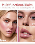 Multi Cream Blush & Blush Brush Set, Korean Makeup Blush for Cheeks, Multi-Use Face Balm, Lightweight & Hydrating, Blendable Color, Non-Greasy, Soft Bristles for Radiant Finish (Pink Camellia)