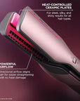 Shark FlexFusion Hair Straightener & Powerful Hair Dryer with Diffuser, Fusion Hair Brush, Ceramic Air Styler with Auto-Wrap Hair Curlers, Ceramic Plates, Cosmic Blush HD642S