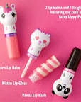 Lip Smacker Lippy Pals, Set of 3 Flavored Moisturizing & Smoothing Soft Shine Lip Balm, Hydrating & Protecting Fun Tasty Flavors ,Cruelty-Free & Vegan - Unicorn, Panda and kitten