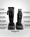 TPOB Play Barber Hair Clipper and Trimmer for Men 7500 RPM with Rubber Grips (Blackout 2 Set)